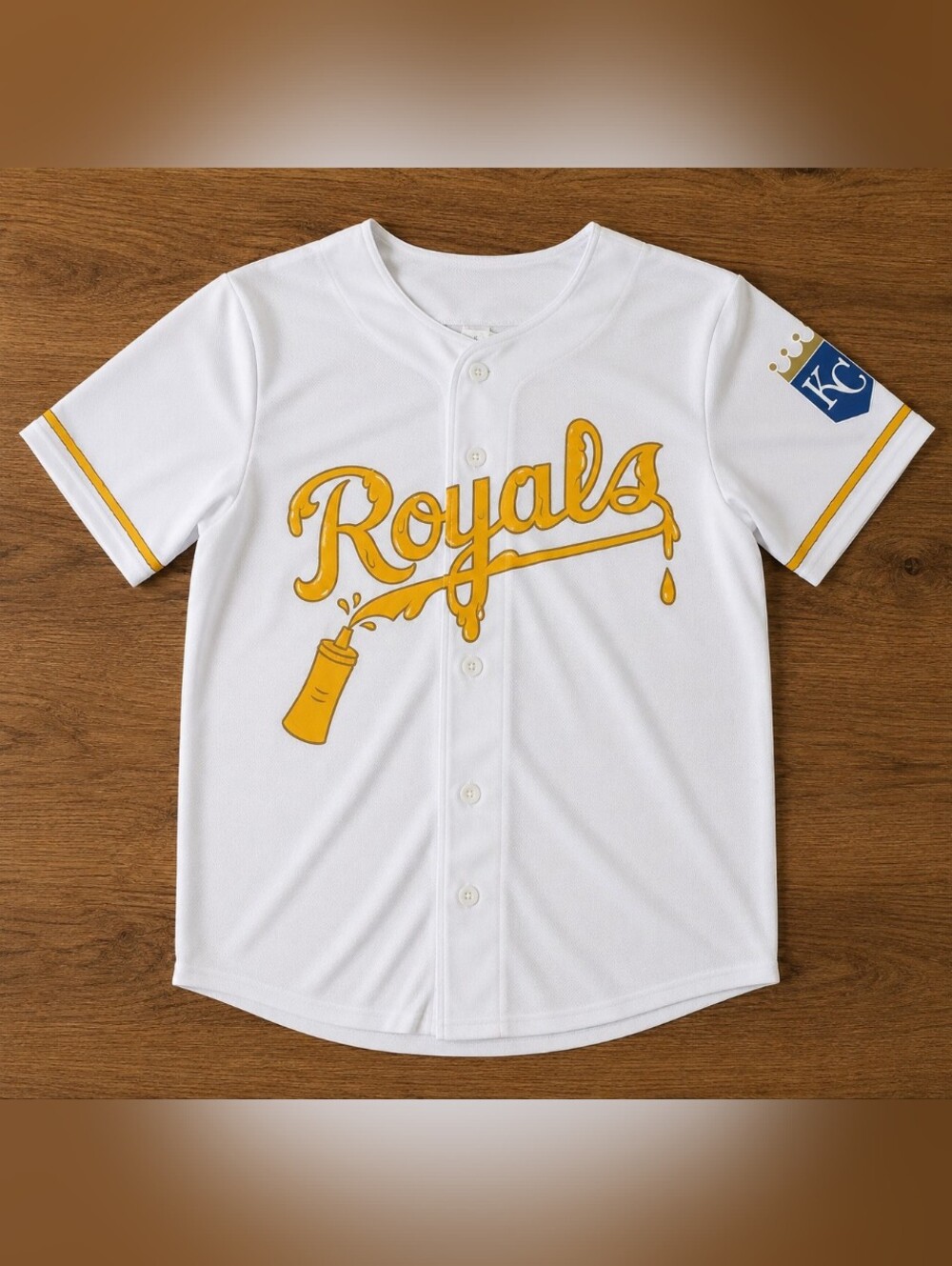 Kansas City Royals Mustard Promo Baseball Jersey Adult XL White